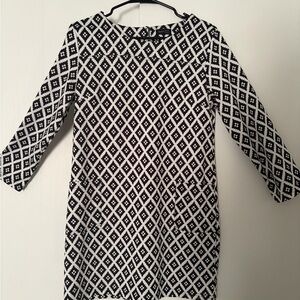Daysoft Brand Chic Black and White Geometric Long Sleeve Dress